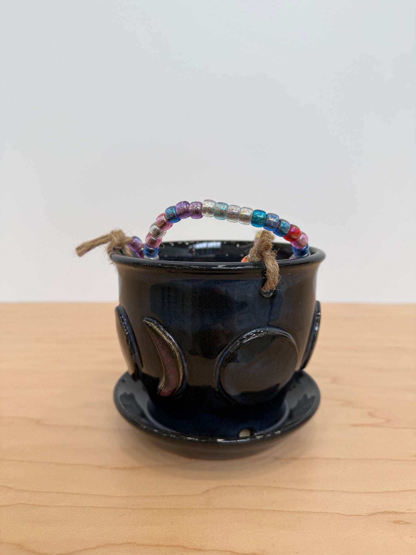 It’s Not Just a (Moon) Phase, Mom: Beaded Hanging Planter (light clay body)