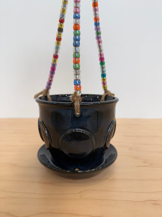 It’s Not Just a (Moon) Phase, Mom: Beaded Hanging Planter (light clay body)