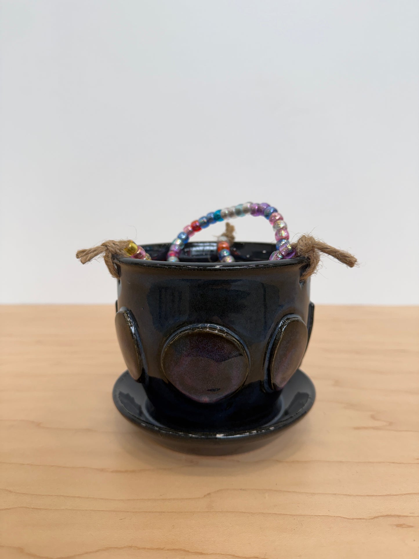 It’s Not Just a (Moon) Phase, Mom: Beaded Hanging Planter (light clay body)