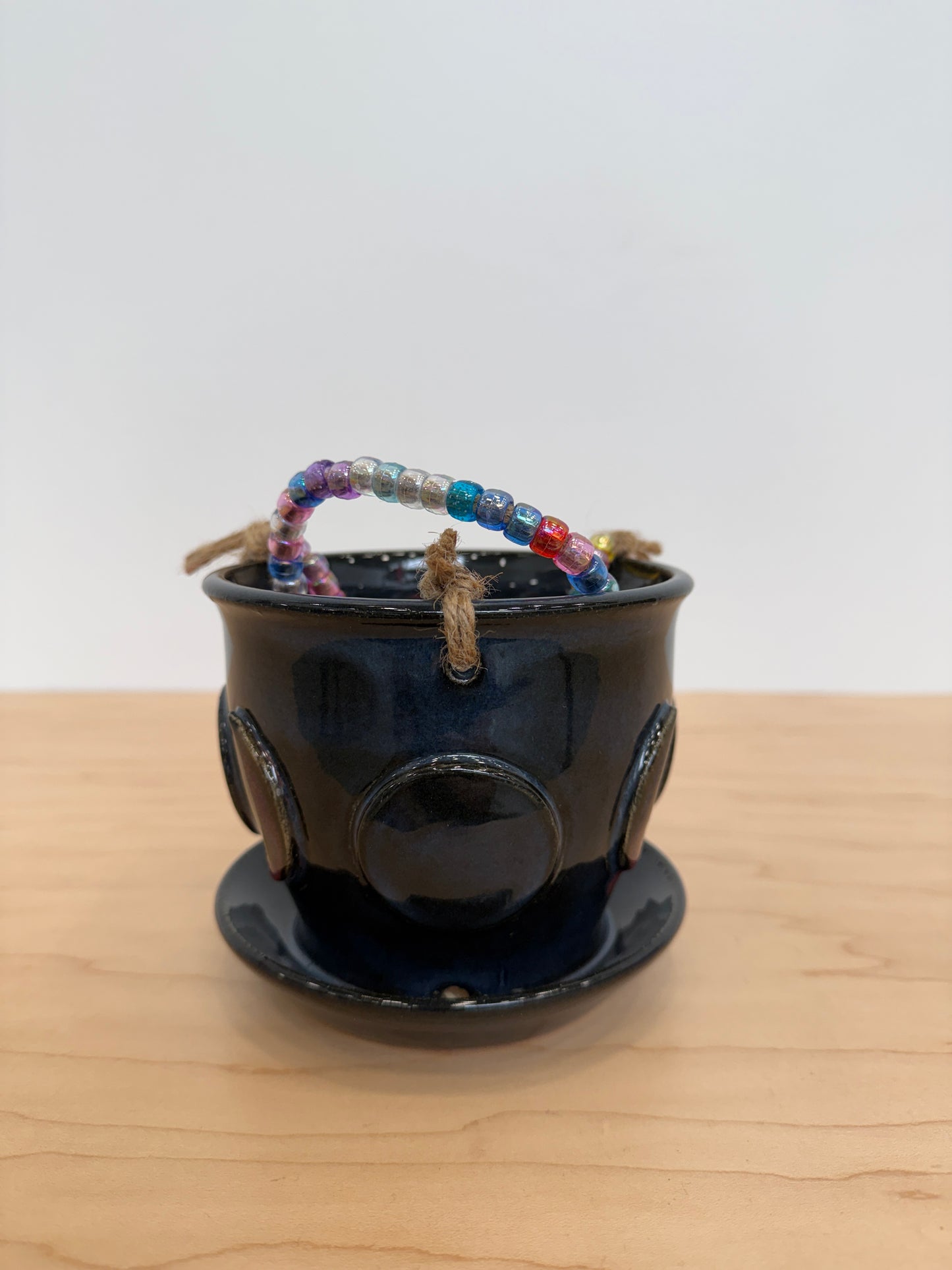 It’s Not Just a (Moon) Phase, Mom: Beaded Hanging Planter (light clay body)